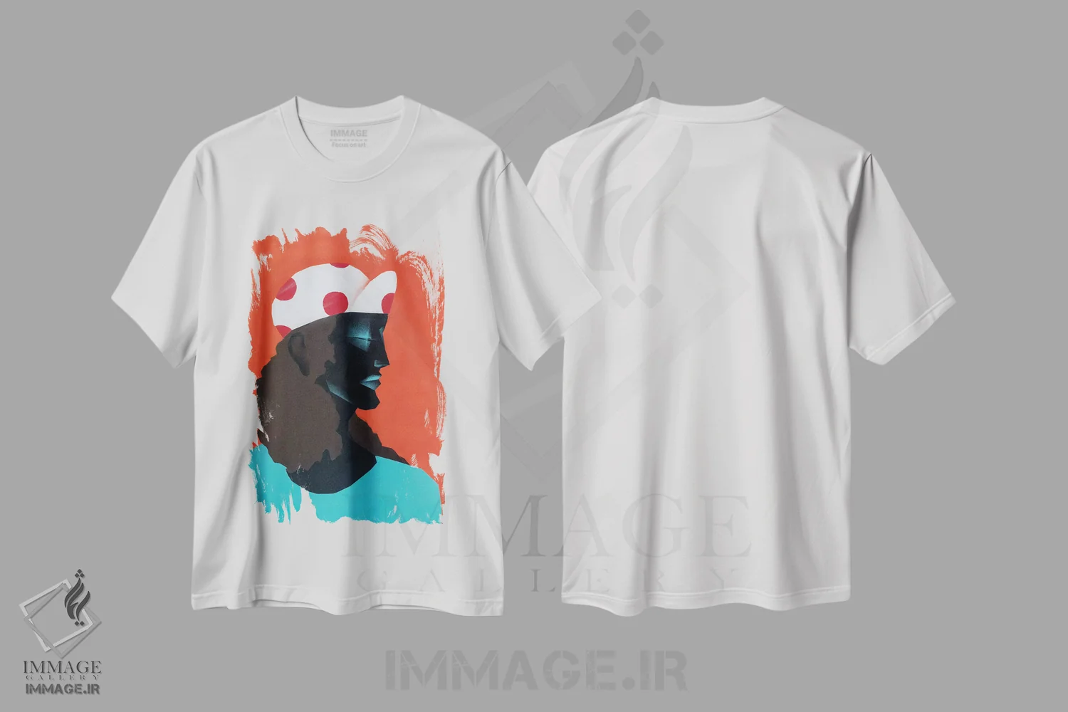 تیشرت سفید طرح دار بعدازظهر نارنجی، هنر آمریکایی آفریقایی تبار اثر وی کالونتو | فروشگاه ایماژ