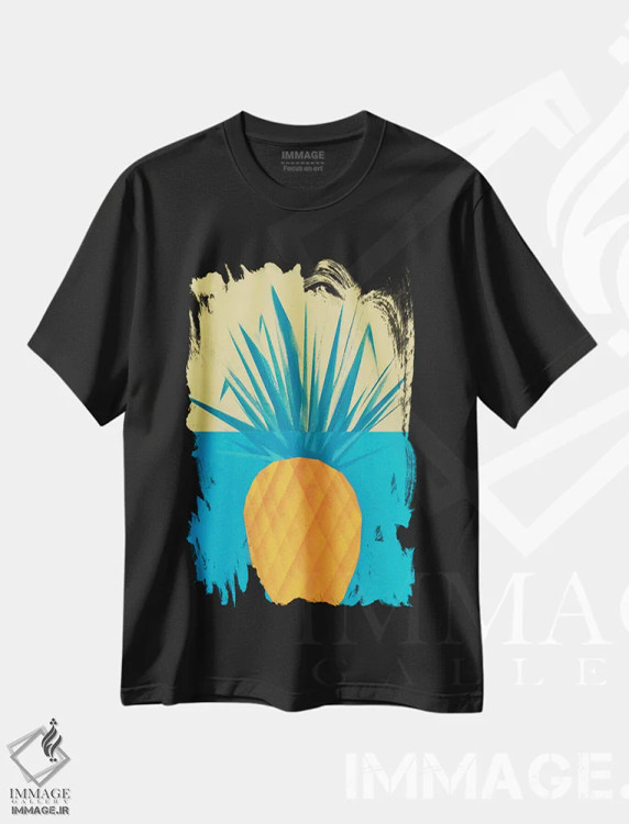 تیشرت مشکی طرح دار آناناس، هنر فاخر معاصر اثر وی کالونتو | فروشگاه ایماژ