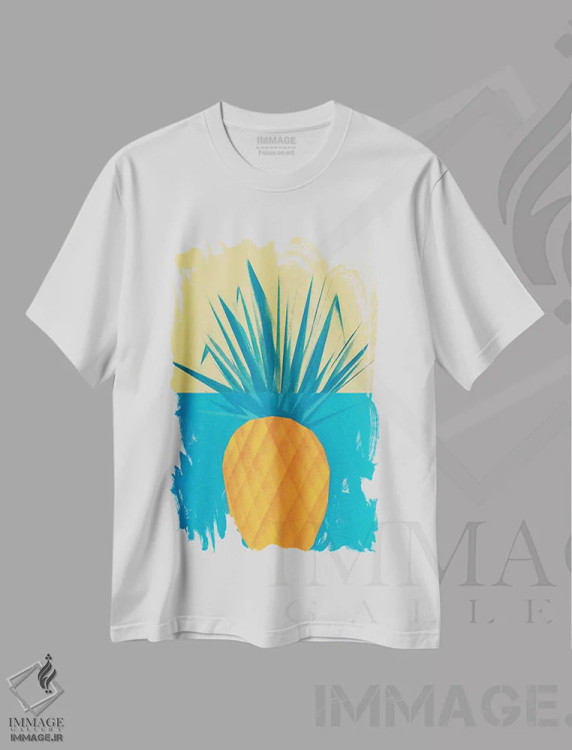 تیشرت سفید طرح دار آناناس، هنر فاخر معاصر اثر وی کالونتو | immage.ir
