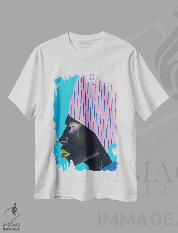 تیشرت سفید طرح دار عمامه صورتی، هنر آمریکایی آفریقایی تبار اثر وی کالونتو | فروشگاه ایماژ