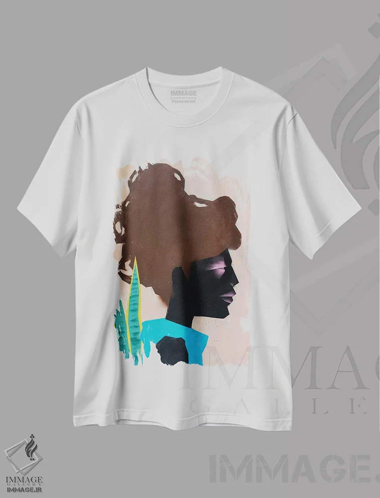 تیشرت سفید طرح دار انتظار، هنر آمریکایی آفریقایی تبار اثر وی کالونتو | فروشگاه ایماژ