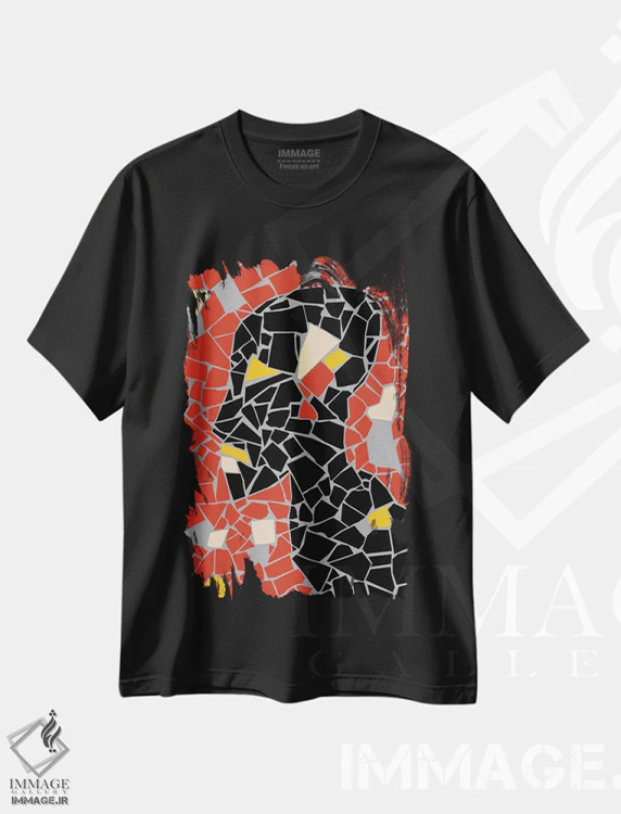 تیشرت مشکی طرح دار خرده ها، هنر فاخر معاصر اثر وی کالونتو | فروشگاه ایماژ