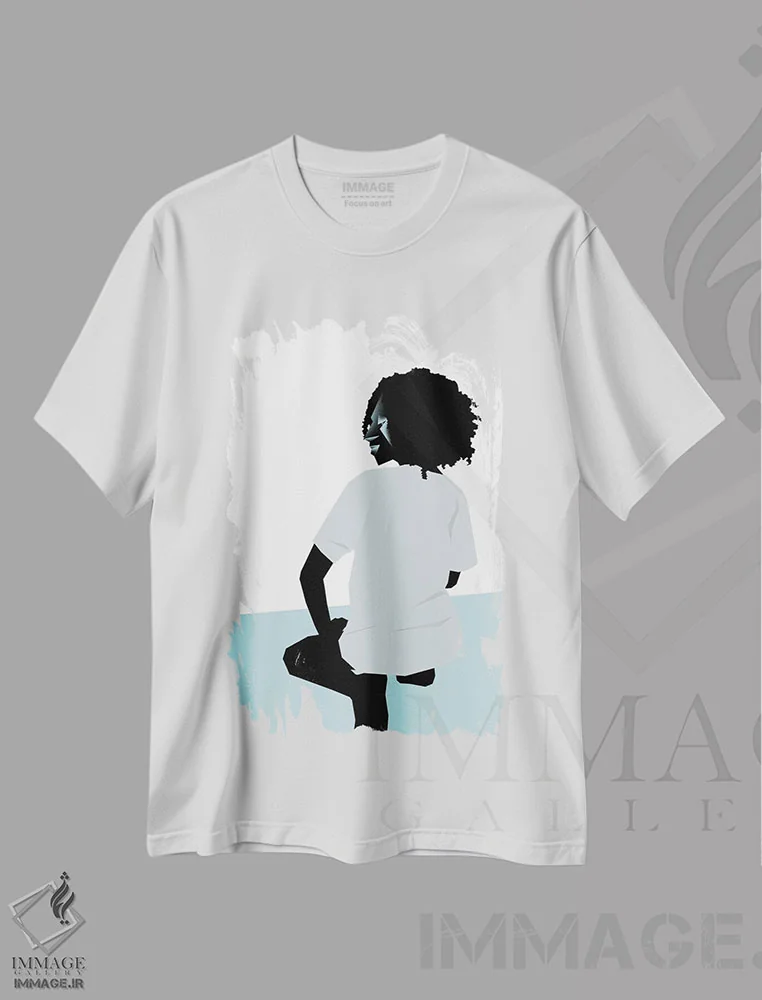 تیشرت سفید طرح دار ساحل سرد، هنر دیجیتال اثر وی کالونتو | فروشگاه ایماژ