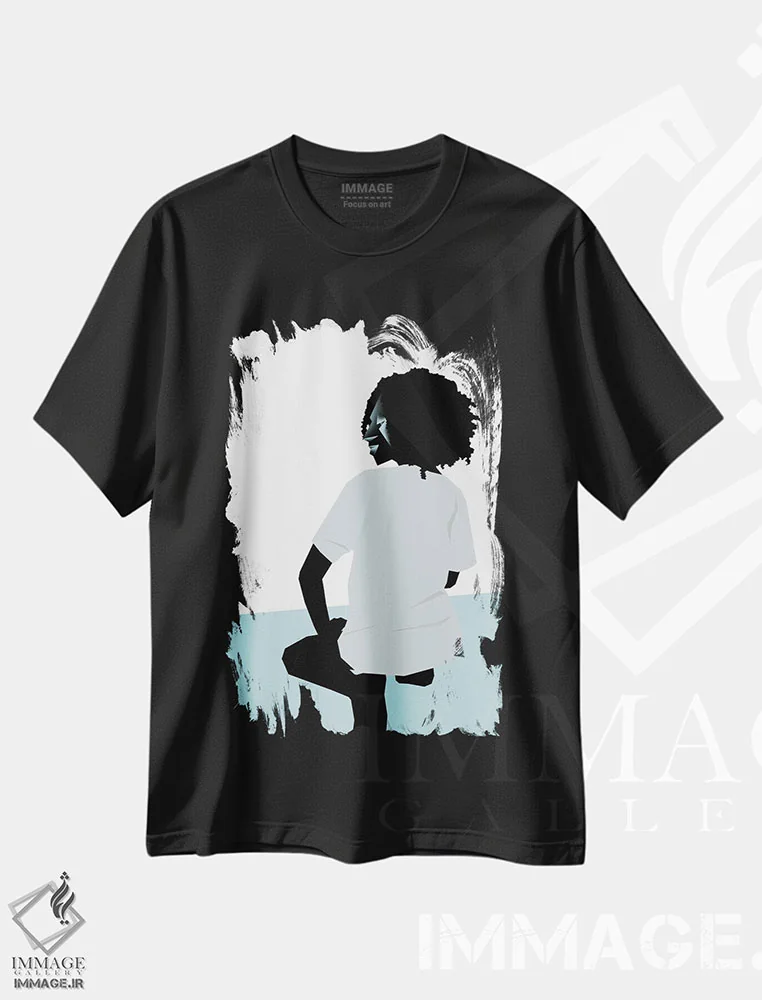تیشرت مشکی طرح دار ساحل سرد، هنر دیجیتال اثر وی کالونتو | immage.ir