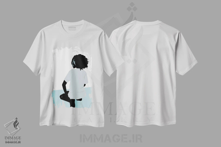 تیشرت سفید طرح دار ساحل سرد، هنر دیجیتال اثر وی کالونتو | فروشگاه ایماژ