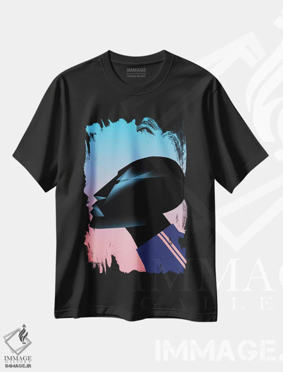 تیشرت مشکی طرح دار فضا همان مکان است I، هنر آمریکایی آفریقایی تبار اثر وی کالونتو | فروشگاه ایماژ