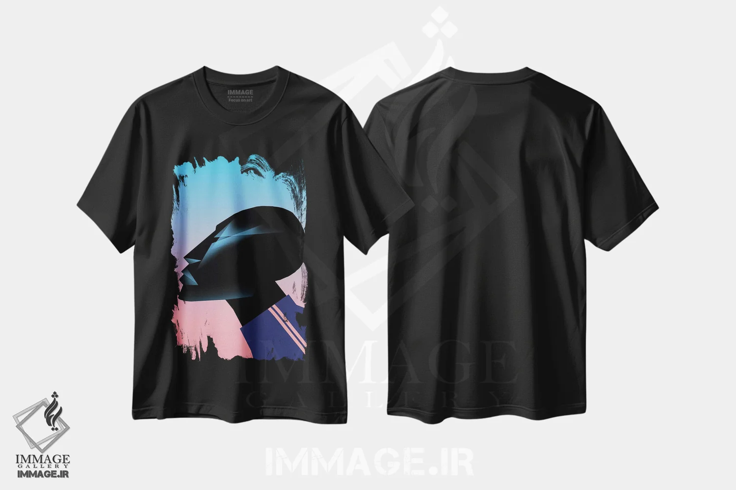 تیشرت مشکی طرح دار فضا همان مکان است I، هنر آمریکایی آفریقایی تبار اثر وی کالونتو | فروشگاه ایماژ