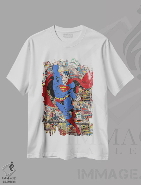 تیشرت سفید طرح دار سوپرمن، هنر فاخر معاصر اثر کارولین وندلین | immage.ir