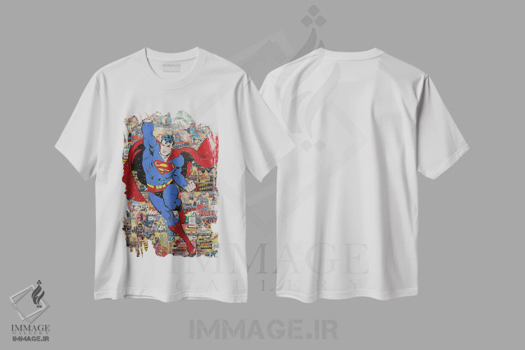 تیشرت سفید طرح دار سوپرمن، هنر فاخر معاصر اثر کارولین وندلین | immage.ir