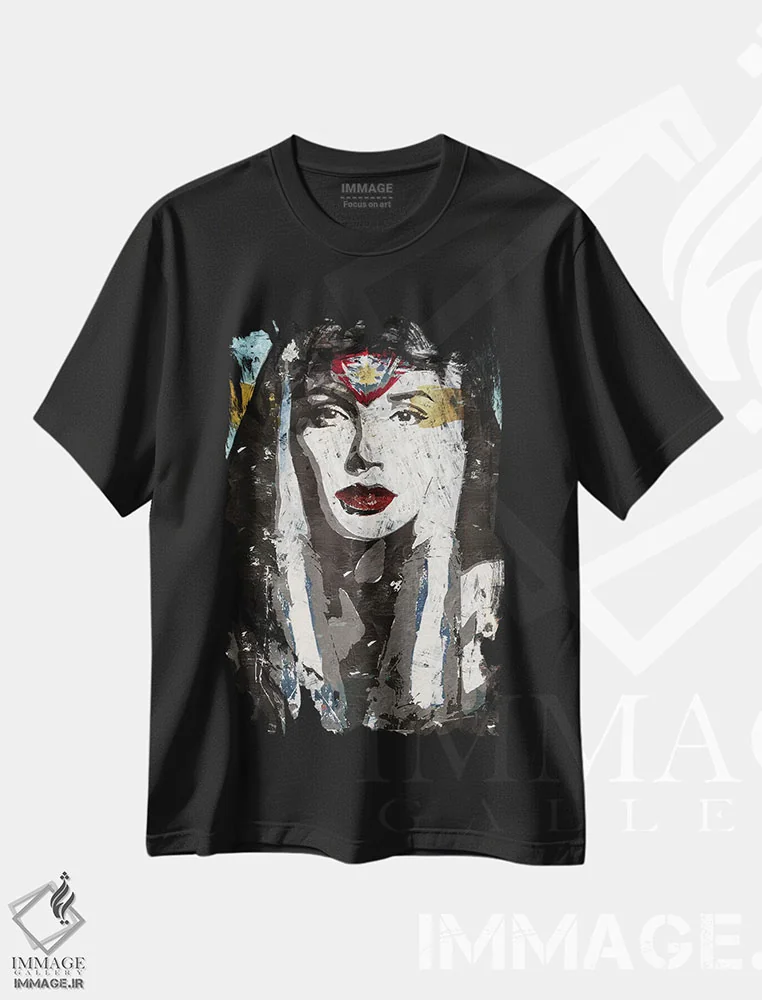 تیشرت مشکی طرح دار واندروومن، مدیوم اثر کارولین وندلین | فروشگاه ایماژ