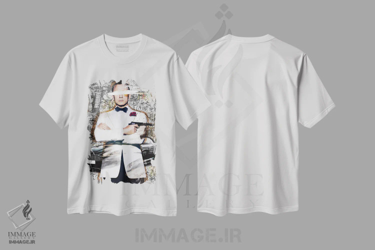 تیشرت سفید طرح دار ۰۰۷ باند، هنر فاخر معاصر اثر کارولین وندلین | immage.ir