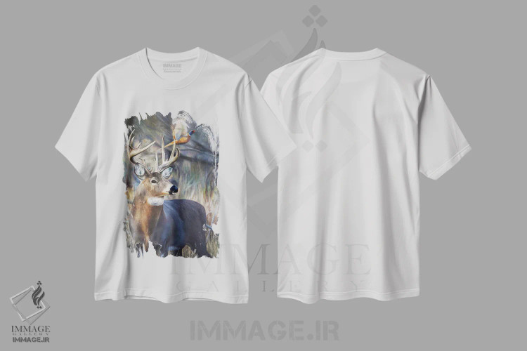 تیشرت سفید طرح دار شکستن شاخه، هنر فاخر معاصر اثر جیمز کوروین | فروشگاه ایماژ