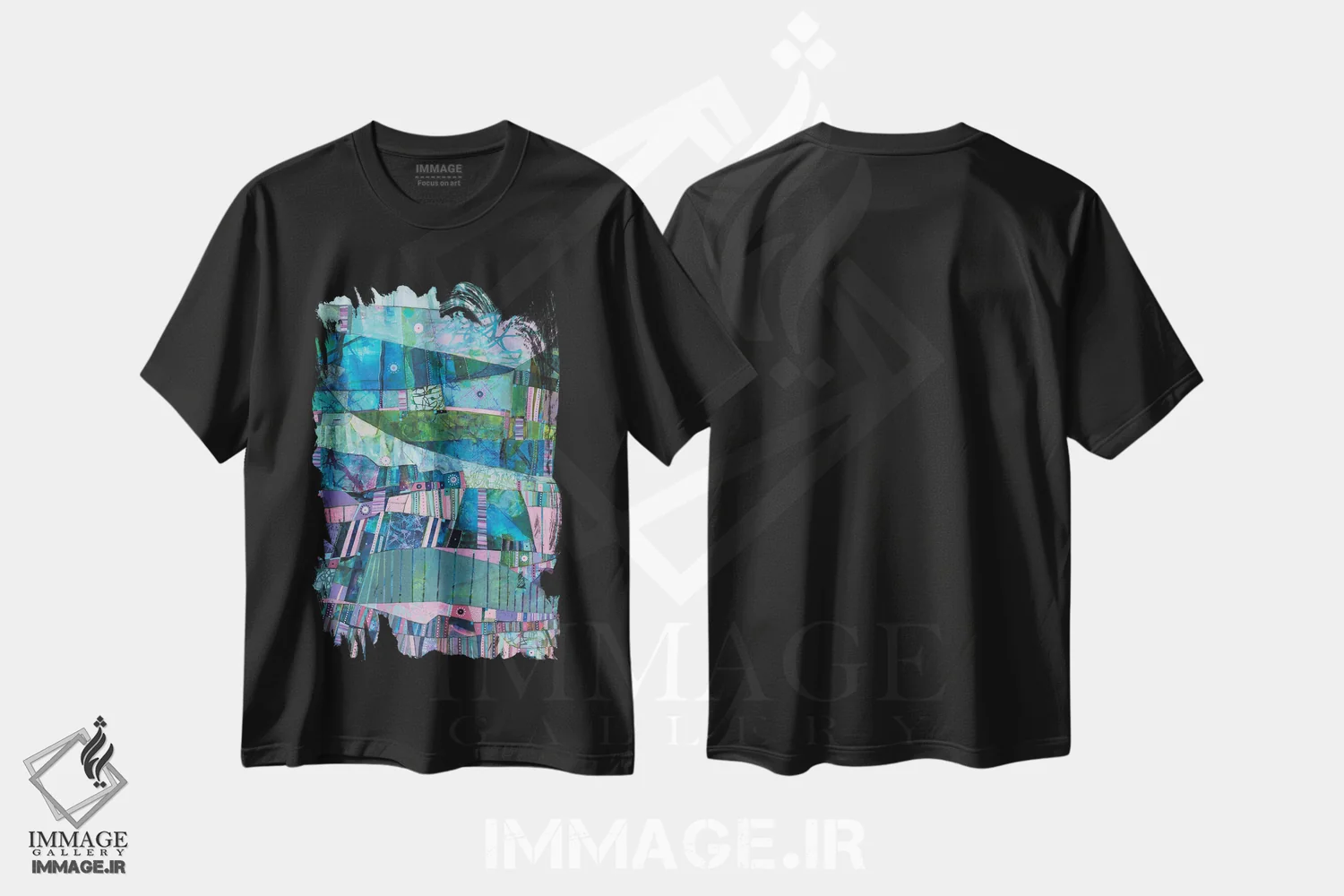 تیشرت مشکی طرح دار سرکش، آبستره اثر شارلوت ونسلی | فروشگاه ایماژ