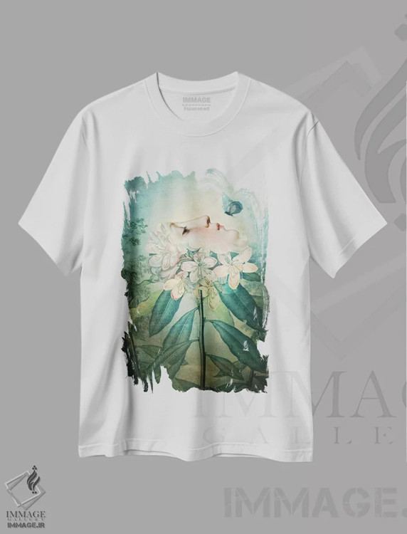 تیشرت سفید طرح دار بوسه، هنر فاخر معاصر اثر کاترین ولز-استاین | immage.ir
