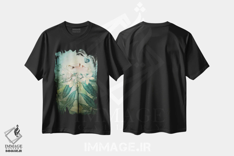تیشرت مشکی طرح دار بوسه، هنر فاخر معاصر اثر کاترین ولز-استاین | فروشگاه ایماژ
