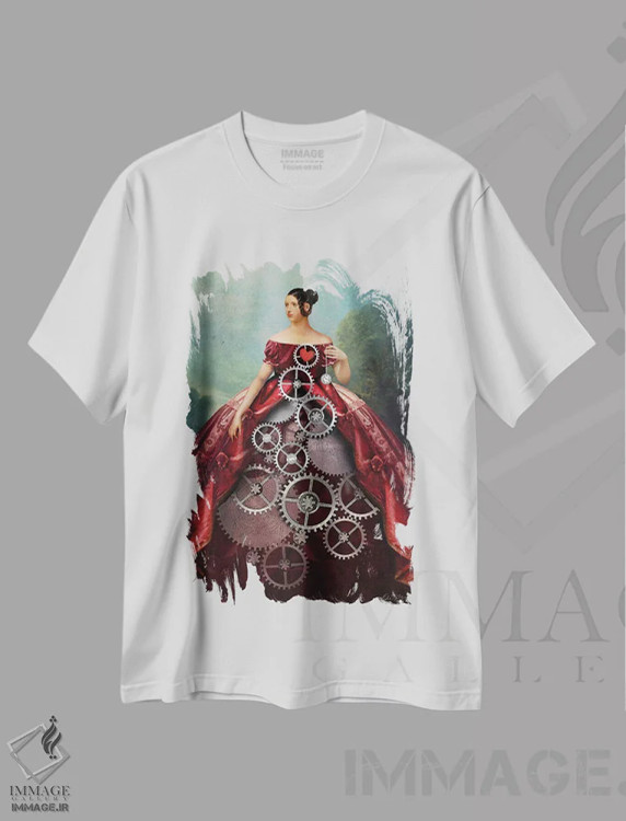 تیشرت سفید طرح دار چرخ شانس، دکوراسیون جایگزین اثر کاترین ولز-استاین | immage.ir