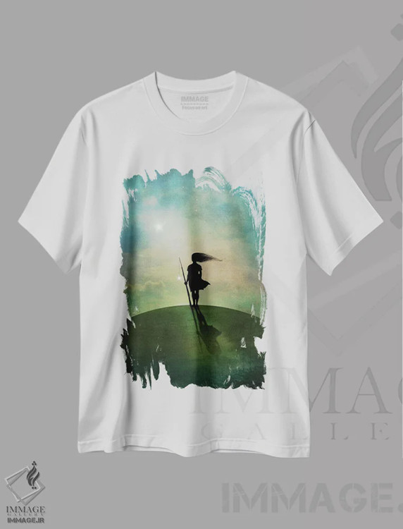 تیشرت سفید طرح دار ستاره بامدادی، هنر فاخر معاصر اثر کاترین ولز-استاین | فروشگاه ایماژ