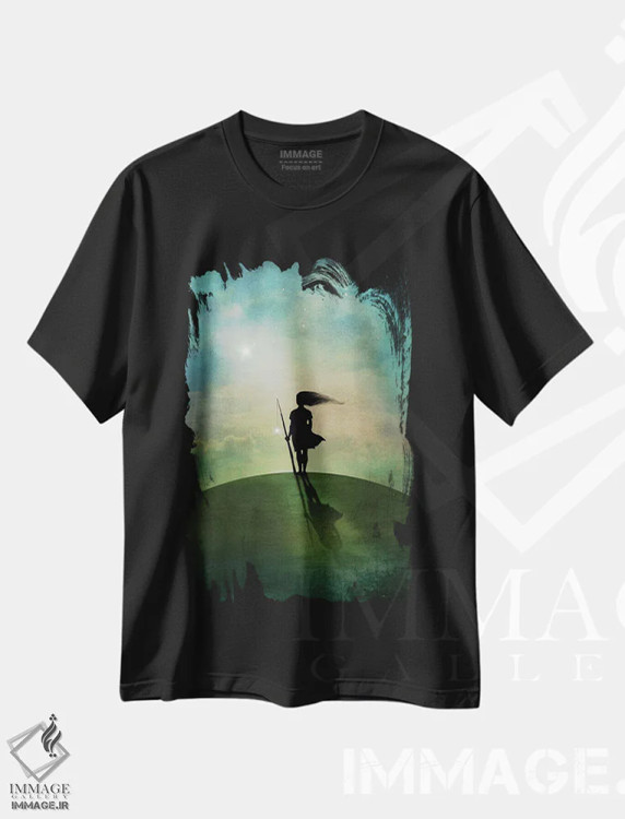 تیشرت مشکی طرح دار ستاره بامدادی، هنر فاخر معاصر اثر کاترین ولز-استاین | immage.ir