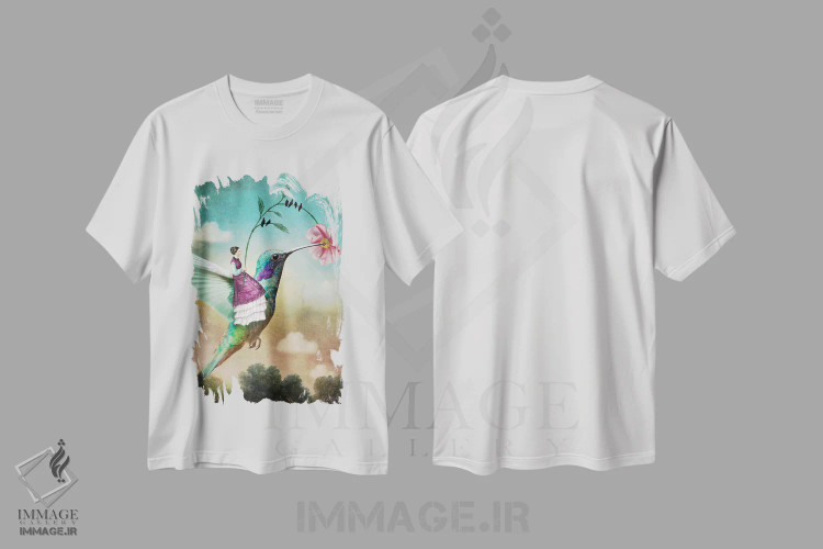 تیشرت سفید طرح دار از چوبدست ها، هنر فاخر معاصر اثر کاترین ولز-استاین | فروشگاه ایماژ