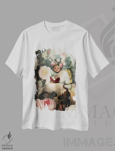 تیشرت سفید طرح دار مطالعه، هنر فاخر معاصر اثر کاترین ولز-استاین | فروشگاه ایماژ