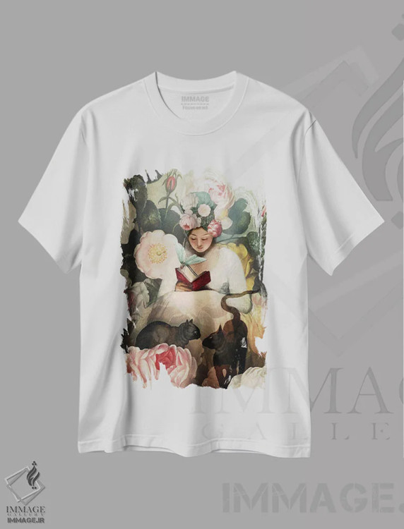تیشرت سفید طرح دار مطالعه، هنر فاخر معاصر اثر کاترین ولز-استاین | فروشگاه ایماژ