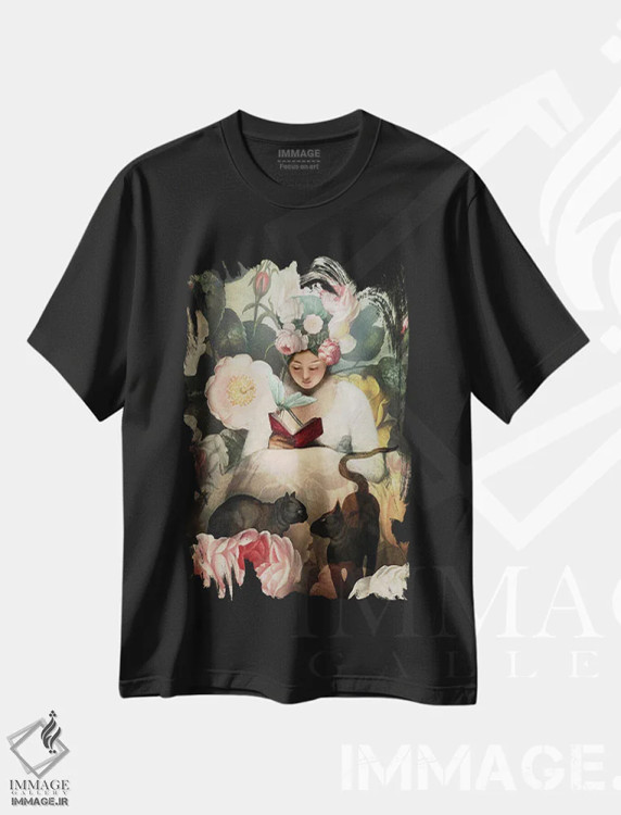 تیشرت مشکی طرح دار مطالعه، هنر فاخر معاصر اثر کاترین ولز-استاین | immage.ir