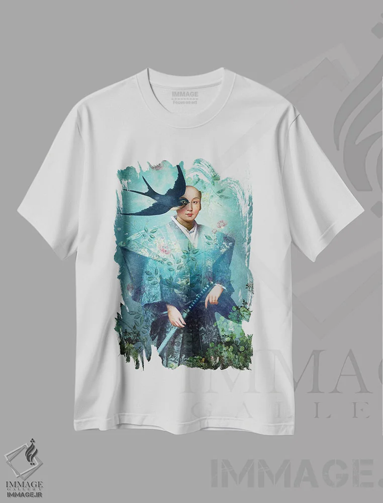 تیشرت سفید طرح دار پادشاه شمشیرها، هنر فاخر معاصر اثر کاترین ولز-استاین | immage.ir