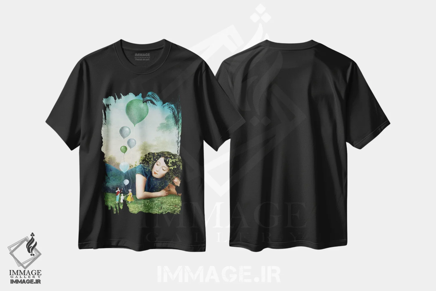 تیشرت مشکی طرح دار شش جام، هنر فاخر معاصر اثر کاترین ولز-استاین | فروشگاه ایماژ