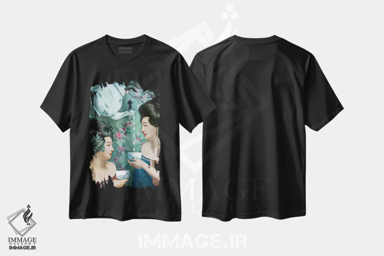 تیشرت مشکی طرح دار شش سکه، هنر فاخر معاصر اثر کاترین ولز-استاین | فروشگاه ایماژ