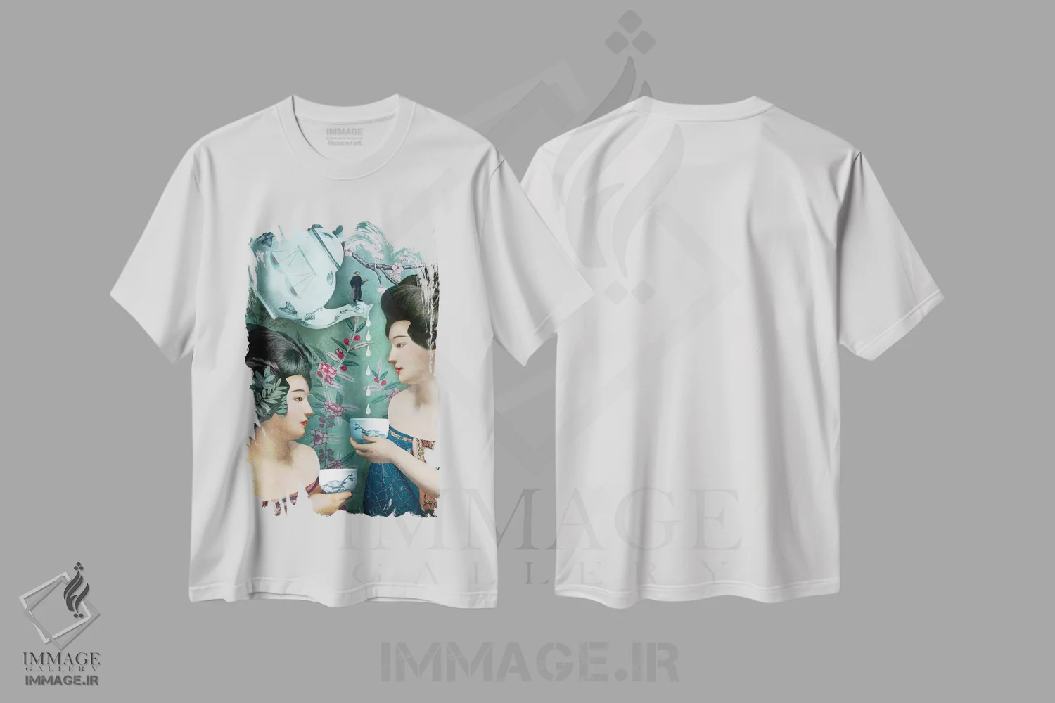 تیشرت سفید طرح دار شش سکه، هنر فاخر معاصر اثر کاترین ولز-استاین | immage.ir
