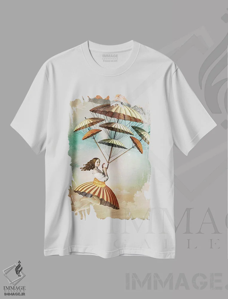 تیشرت سفید طرح دار هشت عصا، هنر فاخر معاصر اثر کاترین ولز-استاین | immage.ir