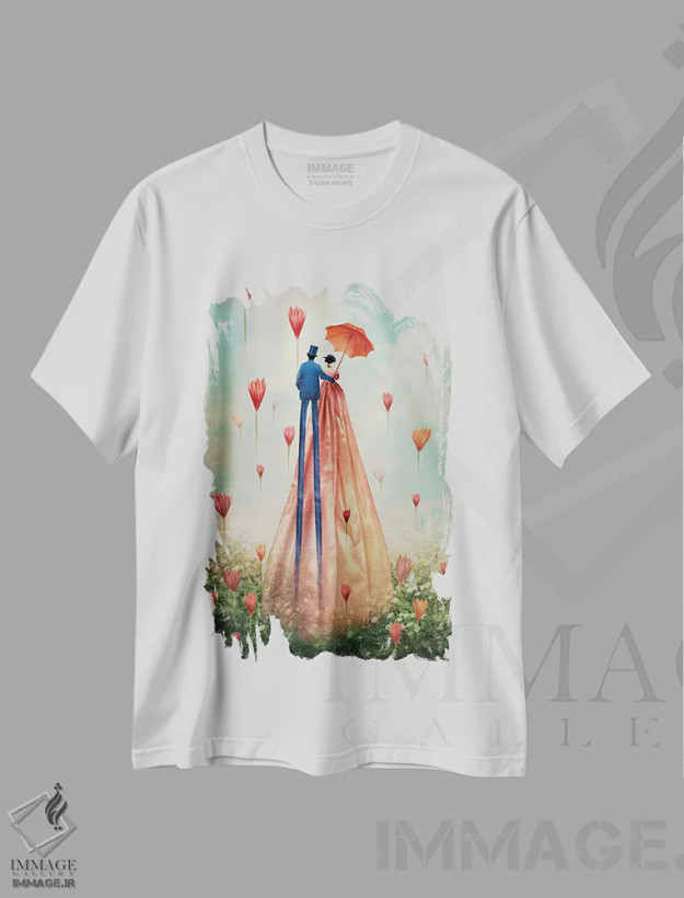 تیشرت سفید طرح دار صبح بخیر، هنر فاخر معاصر اثر کاترین ولز-استاین | فروشگاه ایماژ