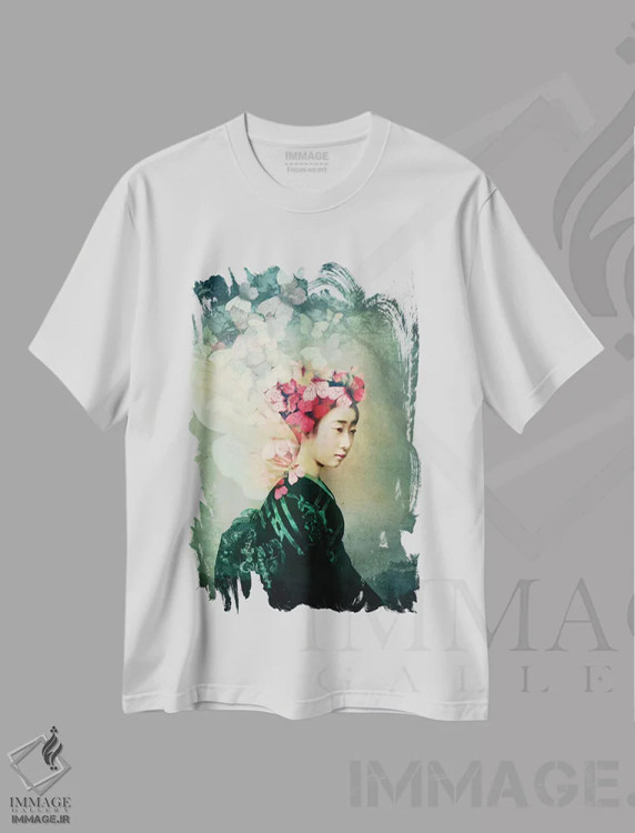 تیشرت سفید طرح دار پرتره ۱۲، دکور آسیایی اثر کاترین ولز-استاین | immage.ir