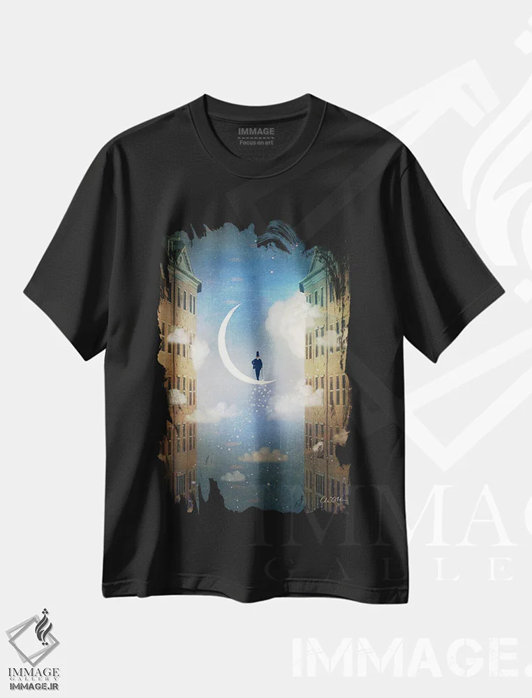 تیشرت مشکی طرح دار شب بخیر، هنر فاخر معاصر اثر کاترین ولز-استاین | immage.ir