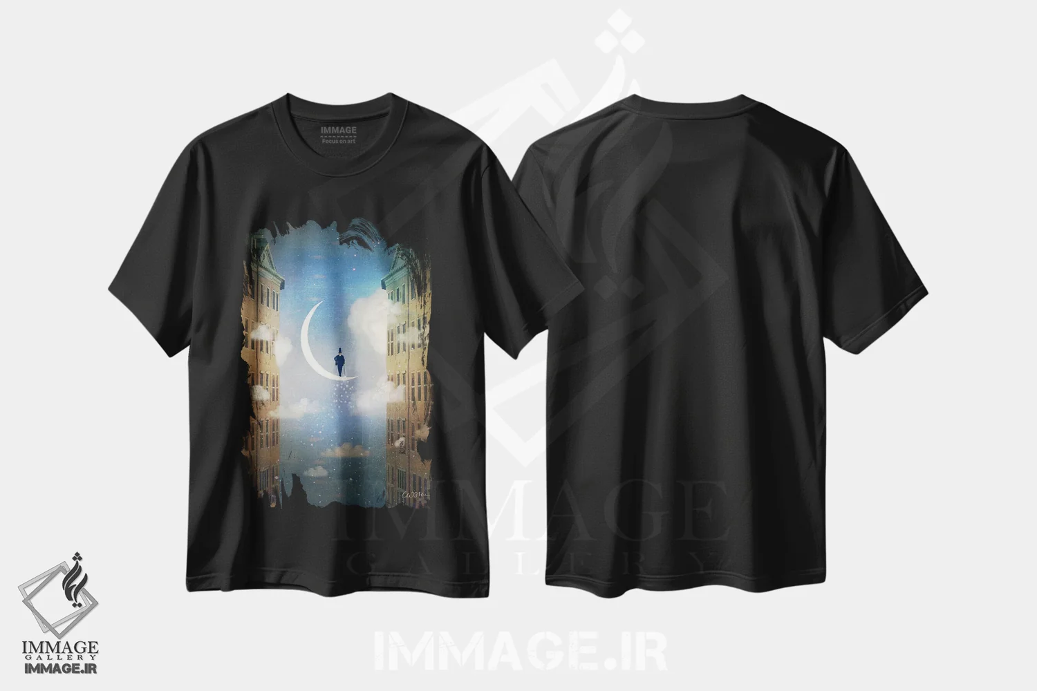 تیشرت مشکی طرح دار شب بخیر، هنر فاخر معاصر اثر کاترین ولز-استاین | immage.ir