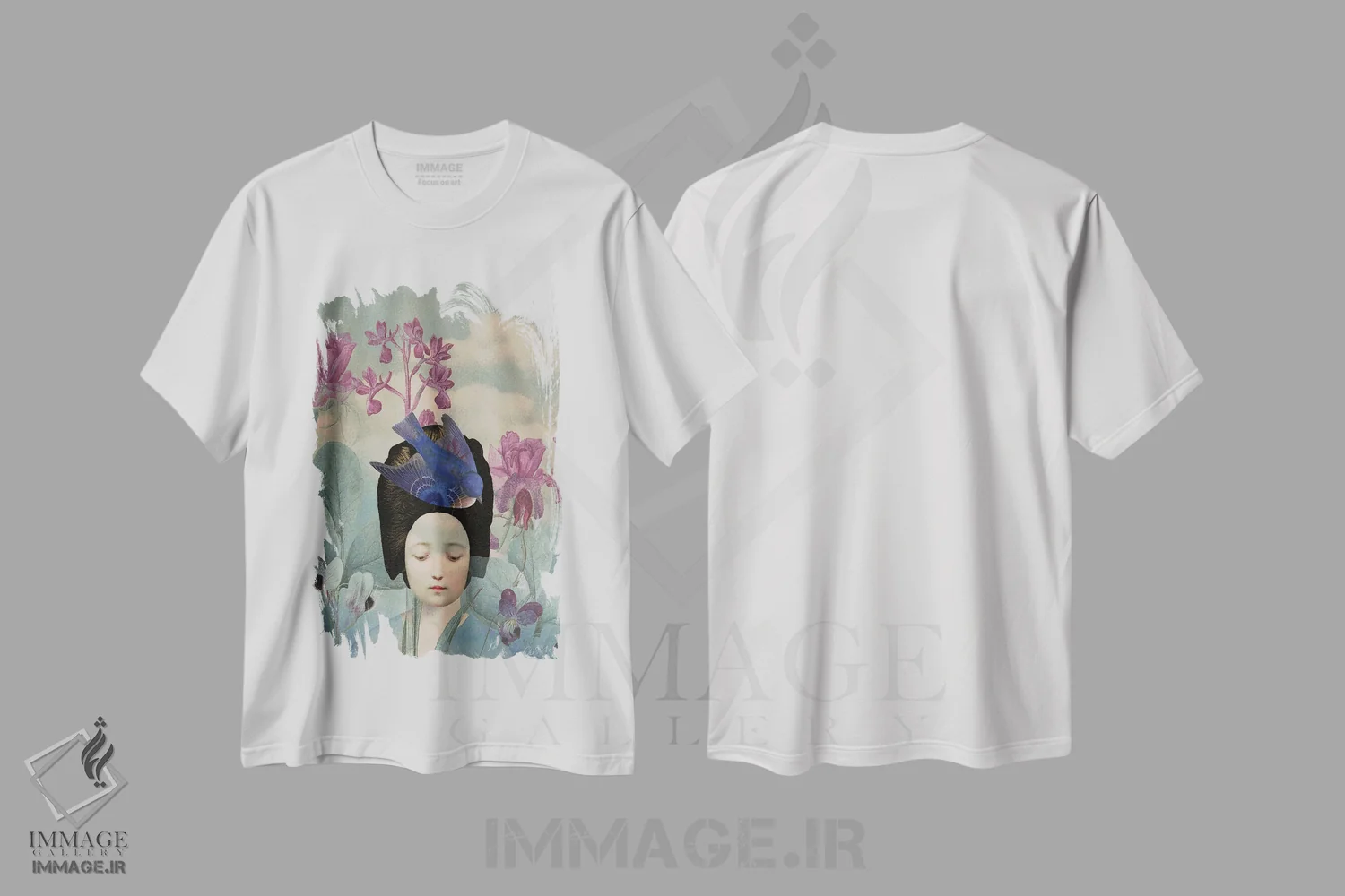 تیشرت سفید طرح دار بهار مرا بیدار کن، دکور آسیایی اثر کاترین ولز-استاین | immage.ir