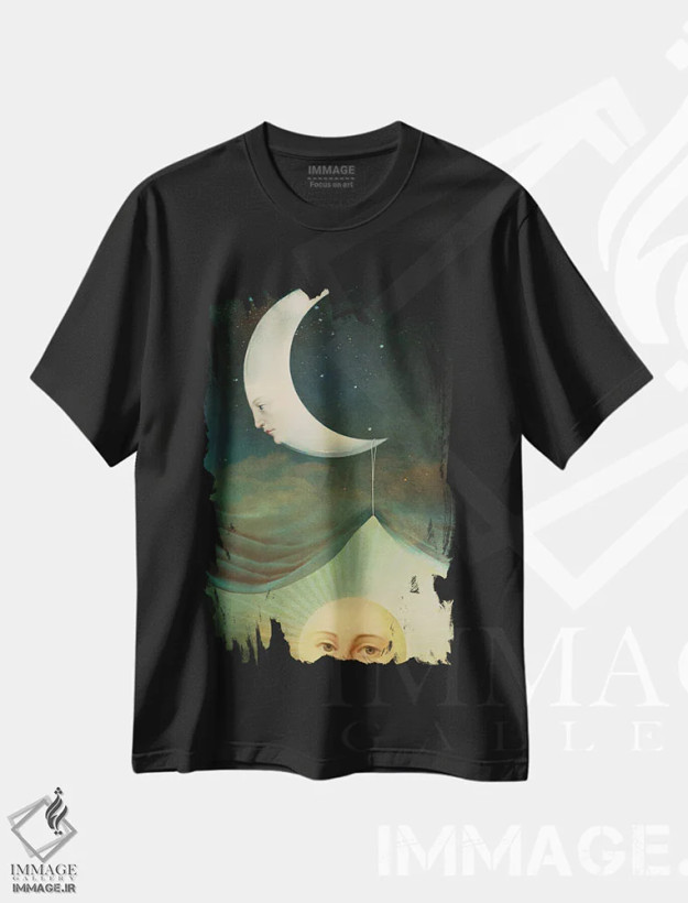 تیشرت مشکی طرح دار بیدار شو و بدرخش، هنر فاخر معاصر اثر کاترین ولز-استاین | فروشگاه ایماژ