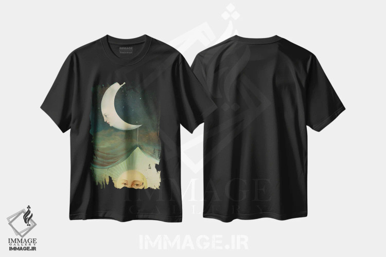 تیشرت مشکی طرح دار بیدار شو و بدرخش، هنر فاخر معاصر اثر کاترین ولز-استاین | فروشگاه ایماژ