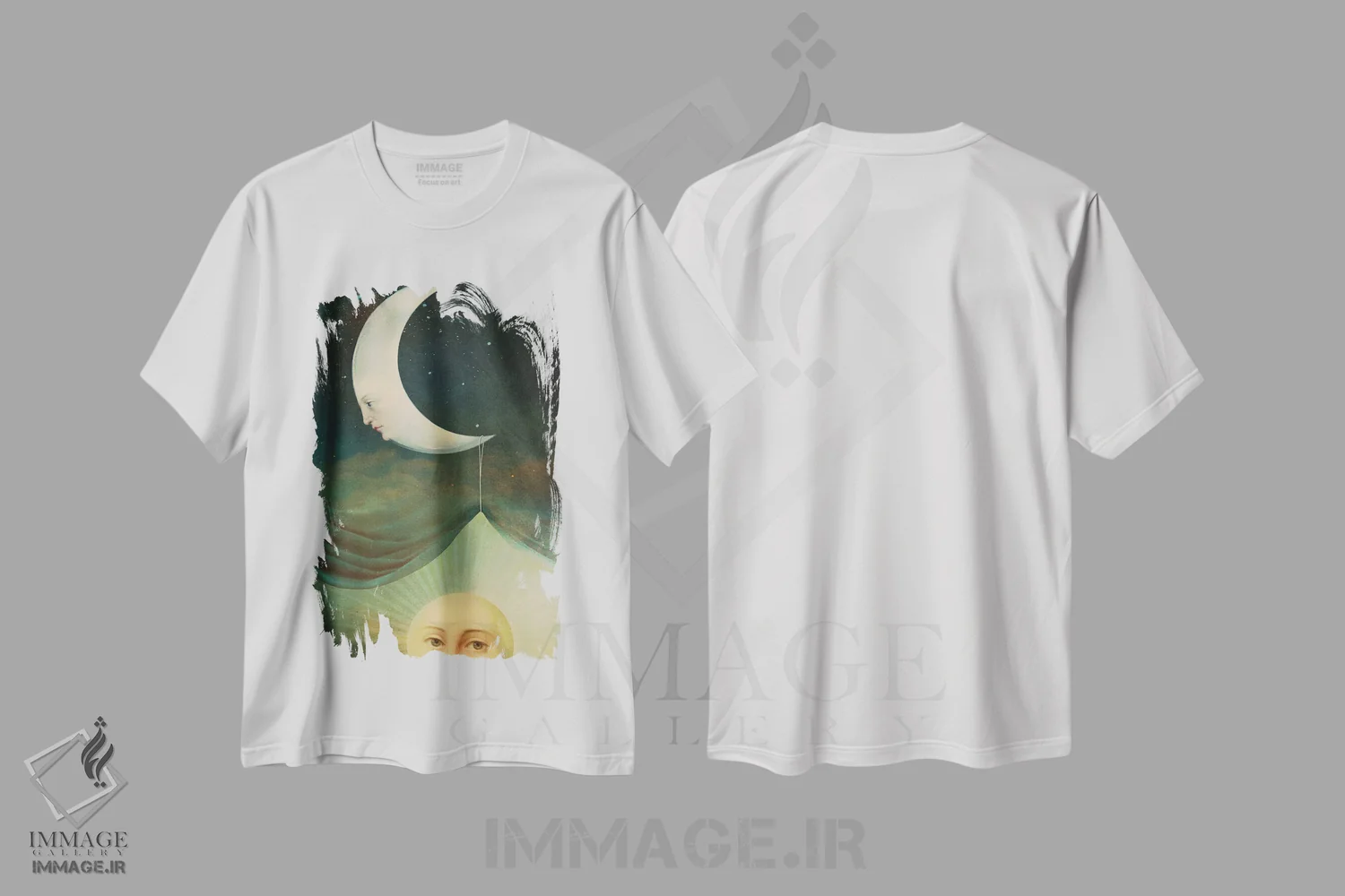 تیشرت سفید طرح دار بیدار شو و بدرخش، هنر فاخر معاصر اثر کاترین ولز-استاین | immage.ir