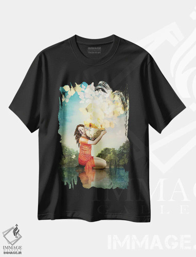 تیشرت مشکی طرح دار تک جام، هنر فاخر معاصر اثر کاترین ولز-استاین | فروشگاه ایماژ