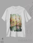 تیشرت سفید طرح دار کنار برکه، هنر فاخر معاصر اثر کاترین ولز-استاین | فروشگاه ایماژ
