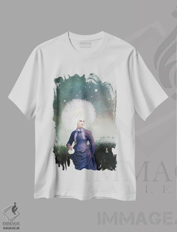 تیشرت سفید طرح دار گلوله برفی، هنر فاخر معاصر اثر کاترین ولز-استاین | immage.ir