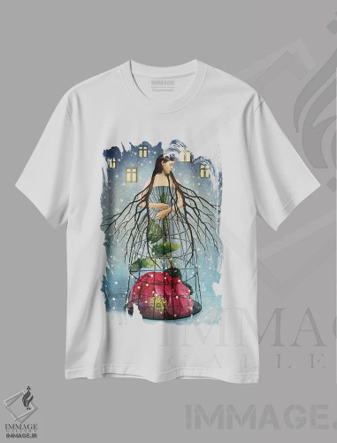 تیشرت سفید طرح دار پنج سکه، هنر فاخر معاصر اثر کاترین ولز-استاین | فروشگاه ایماژ