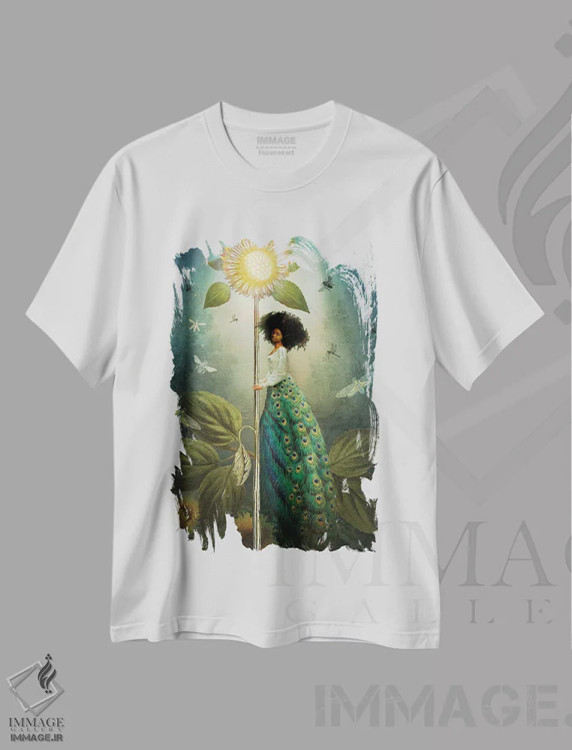 تیشرت سفید طرح دار ملکه عصاها، هنر فاخر معاصر اثر کاترین ولز-استاین | فروشگاه ایماژ