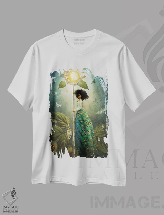 تیشرت سفید طرح دار ملکه عصاها، هنر فاخر معاصر اثر کاترین ولز-استاین | فروشگاه ایماژ