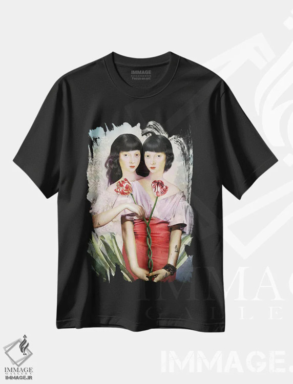 تیشرت مشکی طرح دار دو جام، هنر فاخر معاصر اثر کاترین ولز-استاین | فروشگاه ایماژ