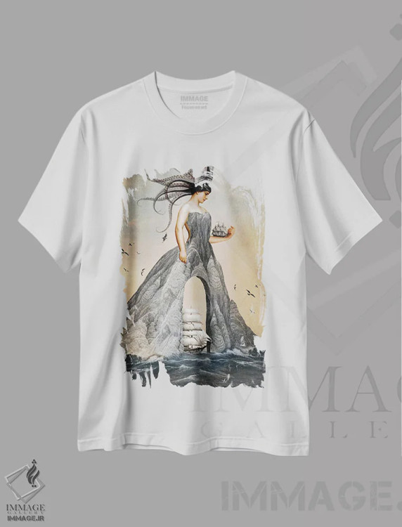 تیشرت سفید طرح دار پادشاه جام ها، هنر فاخر معاصر اثر کاترین ولز-استاین | فروشگاه ایماژ