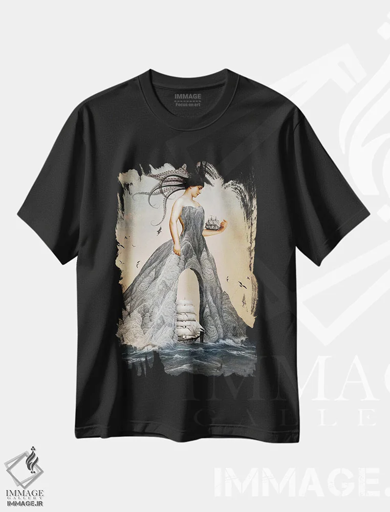 تیشرت مشکی طرح دار پادشاه جام ها، هنر فاخر معاصر اثر کاترین ولز-استاین | immage.ir