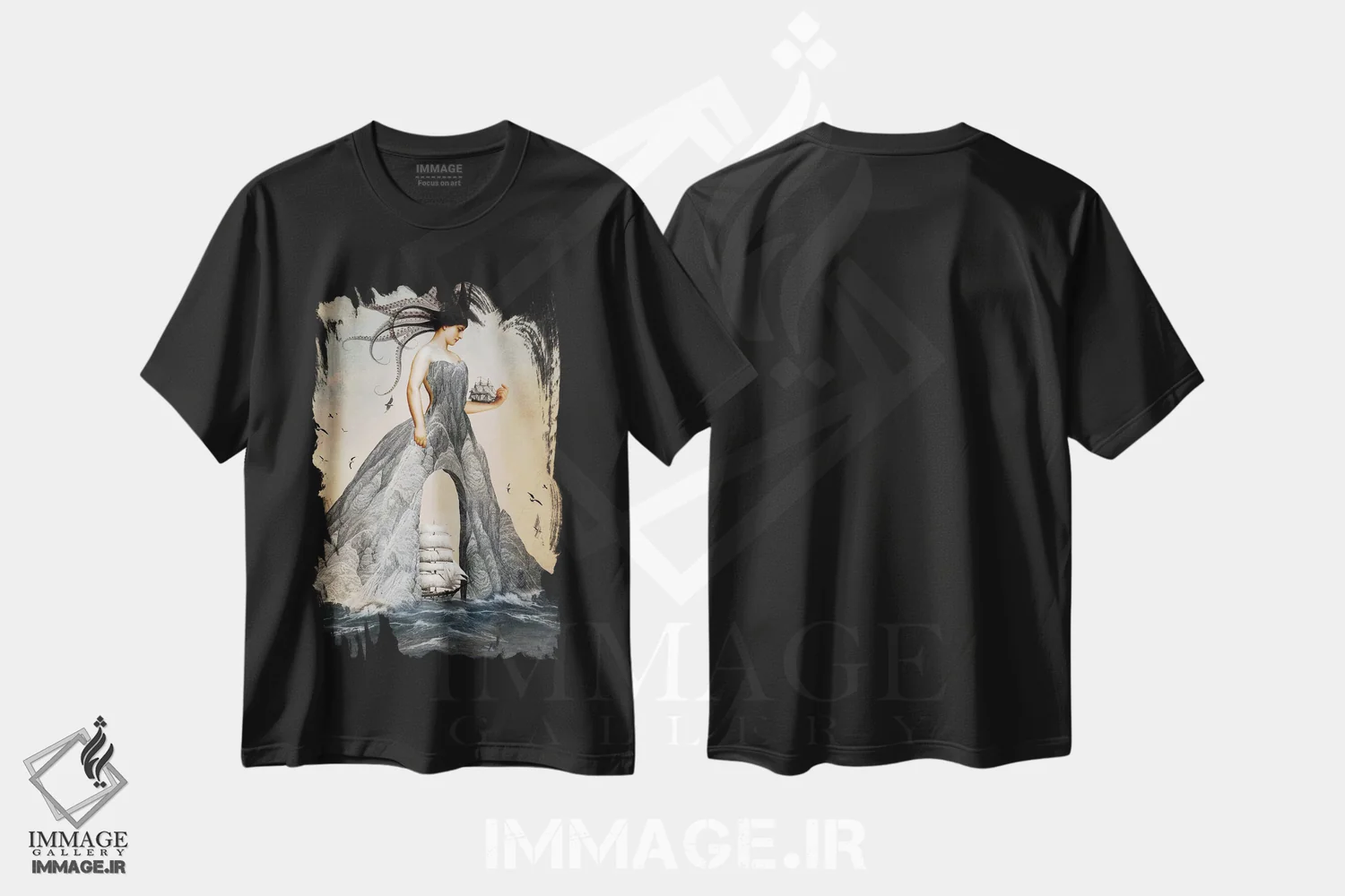 تیشرت مشکی طرح دار پادشاه جام ها، هنر فاخر معاصر اثر کاترین ولز-استاین | immage.ir