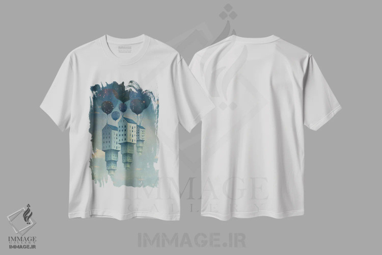تیشرت سفید طرح دار سفر بخیر، هنر فاخر معاصر اثر کاترین ولز-استاین | immage.ir